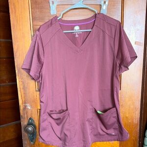 NWOT Healing Hands Women's Burgundy Scrub Top